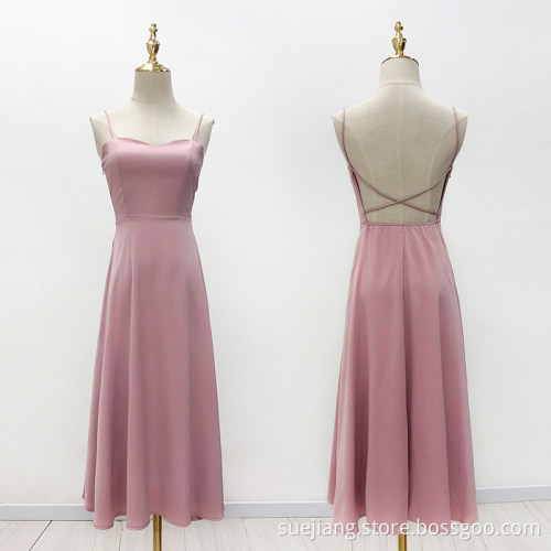 Elegant Sexy Backless Slip Long Evening Silk Dresses